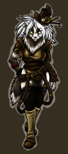 Rating: Safe Score: 0 Tags: alternative_fashion anthro badger belt boots clothing e621 female footwear glowing glowing_eyes grey_background looking_at_viewer mammal mustelid musteline naa nazz shoes simple_background solo steampunk tail User: bunchy7s