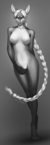 Rating: Questionable Score: 0 Tags: 2013 4_toes absurd_res anthro biped birthmark blonde_hair braided_hair breasts domestic_cat e621 feet felid feline felis female front_view greyscale hair hi_res leg_markings long_hair mammal markings monochrome navel nipples nude paws pose socks_(marking) solo standing toes zensou User: bunchy7s