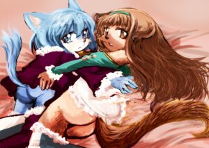 Rating: Questionable Score: 0 Tags: anthro blue_body blue_fur brown_body brown_fur butt canid canine clothing duo e621 female fur hair hug looking_at_viewer lying mammal unkimo User: bunchy7s