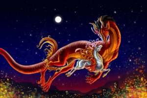 Rating: Safe Score: 0 Tags: 2012 3:2 ambiguous_gender asian_mythology butt chutkat dragon duo e621 east_asian_mythology eastern_dragon equid equine feral flying hi_res hooves horn mammal moon mythological_creature mythological_equine mythological_scalie mythology night outside scalie size_difference sky star starry_sky tail unicorn User: bunchy7s
