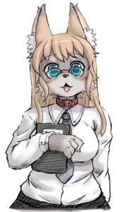 Rating: Safe Score: 0 Tags: 2012 anthro blonde_hair blue_eyes blush book canid canine canis clipboard clothing collar digital_media_(artwork) domestic_dog e621 eyewear female fur glasses grey_body grey_fur hair holding_clipboard holding_object mammal oekaki okg open_mouth simple_background solo white_background User: bunchy7s