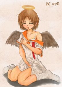 Rating: Explicit Score: 0 Tags: angel bra bra_strap breasts brown_hair clothed_masturbation clothing dress eyes_closed female grabbing_own_breast haibane haibane_renmei halo kneeling masturbation open_mouth rakka rule34 short_hair socks white_bra wings User: bunchy7s