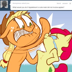 Rating: Safe Score: 0 Tags: 1:1 abuse accessory animated animated_gif apple_bloom_(mlp) applejack_(mlp) ask_blog ask_jappleack asking blonde_hair bodily_fluids bow_(feature) bow_accessory bow_ribbon clothing cowboy_hat cutie_mark duo e621 earth_pony english_text equid equine eyelashes eyes_closed featureless_hands female feral food freckles friendship_is_magic fruit hair hair_accessory hair_bow hair_ribbon hasbro hat headgear headwear horse hotdiggedydemon mammal my_little_pony open_mouth pear plant pony ponytail red_hair ribbons short_playtime sibling_(lore) sister_(lore) sisters_(lore) slap tail tears text toony tumblr user_message what_has_magic_done young young_feral User: bunchy7s