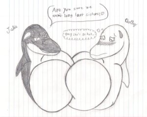 Rating: Questionable Score: 0 Tags: 2012 anthro aquatic big_breasts blush breast_squish breasts breasts_frottage cetacean character_name dialogue dolly_(dragon-heart) dolphin dragon-heart duo e621 english_text female huge_breasts hybrid hyper julie_(brawlingcastform) mammal oceanic_dolphin orca squish text toothed_whale traditional_media_(artwork) User: bunchy7s