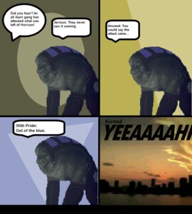 Rating: Safe Score: 0 Tags: alien ambiguous_gender bioware comic csi:_miami dialogue e621 elcor electronic_arts english_text humor mass_effect meme not_furry solo text unknown_artist User: bunchy7s