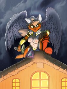 Rating: Questionable Score: 0 Tags: angel anthro armor clothed clothing conditional_dnp detailed_background domestic_cat e621 feathered_wings feathers felid feline felis female jonas mammal nipples on_roof rooftop solo topless wings User: bunchy7s