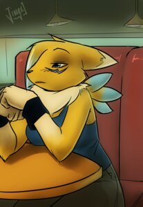 Rating: Safe Score: 0 Tags: 2009 alternate_color anthro bandai_namco biped black_nose blue_eyes blue_highlights booth_seating breasts cafe canid canine detailed_background digimon digimon_(species) diner e621 fan_character female fur furniture hair highlights_(coloring) jemma_(jingx1) jingx1 mammal multicolored_hair neck_tuft pensive renamon restaurant sad sitting slice_of_life solo table thinking thoughtful_expression tuft two_tone_hair waiting white_body white_fur wristband yellow_body yellow_fur User: bunchy7s