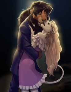 Rating: Safe Score: 0 Tags: anthro blurred_background classy clothing detailed_background dress duo e621 eyes_closed felid female hibbary kiss_on_lips kissing lion male male/female mammal open_mouth outside pantherine romantic romantic_ambiance romantic_couple tail User: bunchy7s