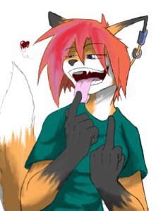 Rating: Safe Score: 0 Tags: anthro canid canine clothing e621 ear_piercing female fox gesture hair hand_gesture heart_symbol hi_res mammal middle_finger piercing red_hair redwolfxiii simple_background solo tongue tongue_out white_background User: bunchy7s Rating: Safe Score: 0 Tags: anthro canid canine clothing e621 ear_piercing female fox gesture hair hand_gesture heart_symbol hi_res mammal middle_finger piercing red_hair redwolfxiii simple_background solo tongue tongue_out white_background User: bunchy7s