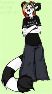Rating: Safe Score: 0 Tags: alternative_fashion anthro bottomwear clothed clothing e621 ear_tails female fully_clothed glamfur goth hair jewelry lemur long_hair mammal necklace pants primate punk_hair rage_against_the_machine ring-tailed_lemur shirt solo strepsirrhine tail tomboy topwear undercut zeriara zeriara_(character) User: bunchy7s