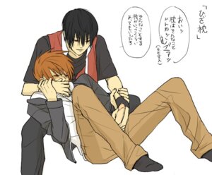 Rating: Explicit Score: 0 Tags: 2boys black_hair blue_oak clothes color hair handjob human japanese_text male male_only multiple_males penis pokemon red_(pokemon) rule34 sitting tagme text yaoi User: bunchy7s