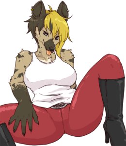 Rating: Questionable Score: 0 Tags: ahoge anthro arm_support belt big_breasts biped black_eyes black_nose boots breasts claws clothing e621 ears_up eyelashes female footwear hair high_heeled_boots high_heels hyena kimichika looking_away lying mammal markings multicolored_hair natural_breasts pink_tongue presenting red_clothing seductive shirt shoes simple_background solo spots spotted_hyena spread_legs spreading tank_top tight_clothing tongue tongue_out topwear two_tone_hair white_background white_clothing User: bunchy7s