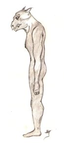Rating: Safe Score: 0 Tags: colored_pencil_(artwork) e621 goblin hi_res humanoid male monochrome muffler_(artist) not_furry nude simple_background sketch solo traditional_media_(artwork) white_background User: bunchy7s