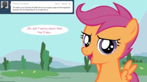Rating: Safe Score: 0 Tags: 16:9 comic computer e621 electronics english_text equid equine feathered_wings feathers female feral friendship_is_magic fur hair hasbro horn jananimations laptop looking_at_viewer mammal my_little_pony mythological_creature mythological_equine mythology open_mouth orange_body orange_feathers orange_fur outside pegasus purple_eyes purple_hair scootaloo_(mlp) smile solo text tumblr widescreen wings young young_feral User: bunchy7s