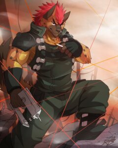 Rating: Safe Score: 0 Tags: 4:5 alternate_species anthro armor athletic biceps biped black_nose boots bottomwear brown_body brown_fur cigarette clothed clothing digital_media_(artwork) e621 footwear fully_clothed fur furrification gun hair hi_res hyena kill_la_kill looking_at_viewer male mammal markings muscular muscular_anthro muscular_male pants pecs pose rabbity raised_leg ranged_weapon red_hair shirt shoes solo spots spotted_hyena standing studio_trigger tan_body tan_fur topwear tsumugu_kinagase vest weapon User: bunchy7s