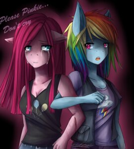 Rating: Safe Score: 0 Tags: 2013 anthro anthrofied blood blue_body blue_eyes blue_feathers blue_fur bodily_fluids chiakitasso clothing crying dialogue duo e621 earth_pony english_text equid equine feathered_wings feathers female friendship_is_magic fur hair hasbro horse mammal multicolored_hair my_little_pony mythological_creature mythological_equine mythology pegasus pink_hair pinkamena_(mlp) pinkie_pie_(mlp) pony purple_eyes rainbow_dash_(mlp) rainbow_hair shirt standing straight_hair tank_top tears text topwear vest wings User: bunchy7s