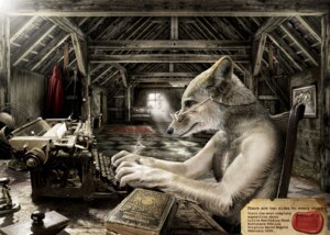 Rating: Safe Score: 0 Tags: anthro attic axe biped black_nose book canid canine canis casual_nudity chair checkered checkered_floor cloak clothed clothing crank_phone day e621 electric_fan electronics english_text eyewear fur furniture glasses grey_body grey_fur inside landline_phone light male mammal melee_weapon nude oscillating_fan painting_(object) phone photorealism realistic santiago_rivillas side_view sitting smoke solo source_request sunlight text topless typewriter typing weapon whiskers white_body white_fur window wolf User: bunchy7s