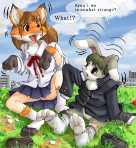 Rating: Safe Score: 0 Tags: 2004 anthro broken_language canid canine clothing duo e621 edmol english_text female footwear fox human lagomorph legwear leporid male mammal outside panties panty_shot paws rabbit school socks species_transformation teeth text transformation underwear User: bunchy7s