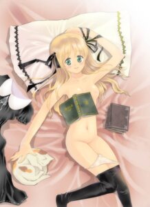 Rating: Explicit Score: 0 Tags: bed blonde_hair book bow bows breasts copyright_request feline female green_eyes hair_ribbon long_hair lying nude panties pantyhose pillow ribbon rule34 underwear User: bunchy7s