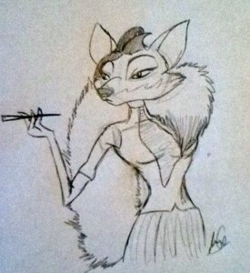 Rating: Safe Score: 0 Tags: angelique anthro black_and_white canid canine clothing e621 female fox low_res mammal monochrome rango_(movie) simple_background solo tail vintagewolf white_background User: bunchy7s