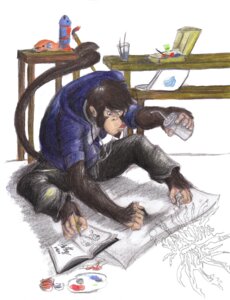 Rating: Safe Score: 0 Tags: 2011 ageaus anthro ape athletic athletic_male beverage biped bottomwear brown_eyes brown_hair chimpanzee clothing creating_art drawing_(action) drawing_(object) drawing_in_a_drawing e621 facial_hair feet food fur furniture hair haplorhine hoodie looking_down male mammal multitasking pan_(genus) pants prehensile_feet primate simple_background sitting solo table toes tongue tongue_out topwear white_background User: bunchy7s