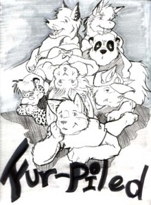 Rating: Safe Score: 0 Tags: anthro bear canid canine canis comic e621 felid female fox furpiled giant_panda greyscale group leomagna male mammal monochrome traditional_media_(artwork) wolf User: bunchy7s