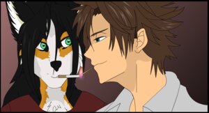 Rating: Safe Score: 0 Tags: ambiguous_gender anthro black_body black_border black_fur black_hair blue_eyes border border_collie brown_hair canid canine canis cigarette collie darkghost domestic_dog duo e621 fur green_eyes hair herding_dog human human_on_anthro interspecies male mammal match orange_body orange_fur pastoral_dog romantic romantic_couple sheepdog simple_background smile smirk smoking white_body white_fur User: bunchy7s
