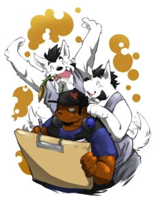 Rating: Safe Score: 0 Tags: 2011 absurd_res annoyed anthro artist black_hair c-trigger canid canine canis clothed clothing core_(character) digitigrade domestic_dog drawing_(action) e621 electronics energetic eyes_closed fangs fur group hair hat headgear headphones headwear hi_res human husky kokukokuboo langdon_marston male mammal nordic_sled_dog open_mouth overweight paper paws pen shirt simple_background slightly_chubby smile spitz tail teeth tongue topwear white_body white_fur User: bunchy7s