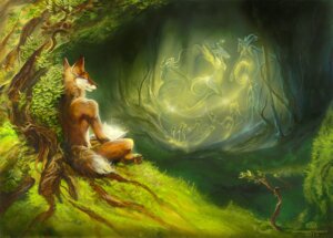 Rating: Safe Score: 0 Tags: 2012 alectorfencer anthro book breasts canid canine casual_nudity detailed_background e621 female forest fox group hi_res imagination male mammal nature nude outside painting_(artwork) plant reading solo_focus spirits tail traditional_media_(artwork) tree wood User: bunchy7s