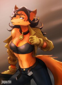 Rating: Safe Score: 0 Tags: 2011 amber_eyes anthro artist_name belt black_hair bottomwear bra breasts button_(fastener) canid canine carmelita_fox cleavage clothed clothed_anthro clothed_female clothing collar denim denim_bottomwear denim_clothing desk digital_media_(artwork) e621 ear_piercing eyebrows eyelashes female female_anthro fingers fox front_view fully_clothed fully_clothed_anthro fully_clothed_female fur furniture gloves hair handwear hi_res inspector jacket jeans jnqau leather light light_beam looking_at_viewer mammal markings medium_breasts mole_(marking) mole_under_eye navel open_belt orange_body orange_fur pants piercing police portrait shaded sly_cooper_(series) snout solo sony_corporation sony_interactive_entertainment sucker_punch_productions sunbeam sunlight table tail tan_clothing tan_gloves tan_handwear teasing text three-quarter_portrait topwear underwear undressing year User: bunchy7s