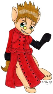Rating: Safe Score: 0 Tags: alternate_species anthro biped blonde_hair blue_eyes clothed clothing e621 equid equine eyewear furrification glasses hair hasbro hi_res horse ladyvincira male mammal my_little_pony ponification pony simple_background smile solo standing trigun vash_the_stampede white_background User: bunchy7s