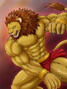 Rating: Safe Score: 0 Tags: 3:4 abs anthro athletic belt biceps big_muscles biped bottomwear bracelet brown_body brown_fur brown_hair brown_nose chest_tuft claws clothed clothing e621 fangs felid fur hair jewelry lion loincloth male mammal mane muscular muscular_anthro muscular_male open_mouth pantherine pecs simple_background solo standing tan_body tan_fur teeth tongue topless tuft wildheit wristband yellow_eyes User: bunchy7s
