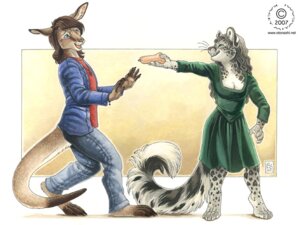 Rating: Safe Score: 0 Tags: 2007 anthro breasts cleavage clothed clothing dress duo e621 felid female food fruit holding_food holding_object jeeves kacey kangaroo macropod male mammal marsupial pantherine plant snow_leopard squash_(fruit) tail User: bunchy7s