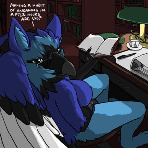 Rating: Explicit Score: 0 Tags: 1:1 anthro avian beak biped bleuhawke book breasts desk digital_media_(artwork) e621 english_text eyewear feathered_wings feathers female furniture glasses gryphon librarian library mythological_avian mythological_creature mythology non-mammal_breasts sitting solo table text wings User: bunchy7s