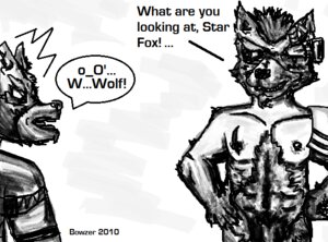 Rating: Explicit Score: 0 Tags: 2010 anthro bowzer_(artist) fox fox_mccloud fur furry furry_only gay interspecies male male_only monochrome multiple_males nintendo no_humans rule34 star_fox wolf wolf_o'donnell yaoi User: bunchy7s