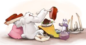 Rating: Questionable Score: 0 Tags: anthro bear beef bone canid canine canis domestic_dog duo e621 eating food male mammal meat nude overweight overweight_male slightly_chubby steak toony vu06 User: bunchy7s