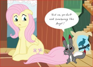 Rating: Safe Score: 0 Tags: 2012 ambiguous_gender cutie_mark dialogue duo e621 english_text equid equine feathered_wings feathers female feral feralized fluttershy_(mlp) forceswerwolf friendship_is_magic hair hasbro hybrid lagomorph leporid mammal mephitid my_little_pony mythological_creature mythological_equine mythology pegasus pink_hair rabbit skunk skunkhase tail text wings yellow_body yellow_feathers User: bunchy7s