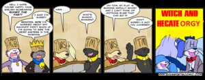 Rating: Questionable Score: 0 Tags: ankh anthro bag black_body brown_body brown_fur canid canine canis clothing collar comic dialogue domestic_dog e621 english_text felid fur grape_jelly_(housepets!) group hat headgear headwear housepets! male mammal maxwell_(housepets!) multicolored_body nude peanut_butter_(housepets!) rick_griffin sabrina_(housepets!) shakespearean tarot_(housepets!) text third-party_edit User: bunchy7s
