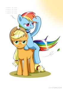 Rating: Safe Score: 0 Tags: applejack_(mlp) blonde_hair blue_body blue_feathers blue_fur c-v-m clothing cowboy_hat cutie_mark duo e621 earth_pony equid equine feathered_wings feathers female feral friendship_is_magic fur green_eyes hair hasbro hat headgear headwear horse looking_at_viewer mammal multicolored_hair multicolored_tail my_little_pony mythological_creature mythological_equine mythology orange_body orange_fur pegasus pony purple_eyes rainbow_dash_(mlp) rainbow_hair rainbow_tail simple_background tail tumblr white_background wings User: bunchy7s