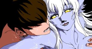 Rating: Explicit Score: 0 Tags: co.bayashi_(artist) female furry interspecies monster_girl oekaki purple_fur rule34 white_hair yellow_eyes User: bunchy7s