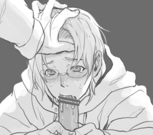 Rating: Explicit Score: 0 Tags: axis_powers_hetalia blowjob canada_(hetalia) censored crying crying_with_eyes_open fellatio glasses grey_scales male male_only matthew_williams no_color not_furry oral_sex rule34 sad sad_face User: bunchy7s