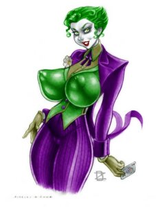 Rating: Questionable Score: 0 Tags: 2006 arm_by_side batman_(series) bent_arm big_breasts breasts card clothed clothing copyright_symbol crossgender dc_comics e621 female grandfathered_content green_hair hair holding_card holding_object holding_single_card huge_breasts humanoid joker_(playing_card) looking_at_viewer mammal mtf_crossgender not_furry playing_card rinaldi simple_background smile solo straight_arm symbol the_joker white_background User: bunchy7s