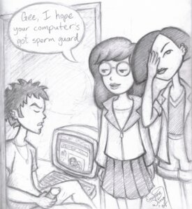 Rating: Explicit Score: 0 Tags: 00s 1boy 2000s 2000s_(style) 2000s_and_2010s_style 2005 2girls artist_signature bottomless_male brother_and_sister caught_masturbating clothing crt_monitor daria daria_morgendorffer embarrassed embarrassed_female english_text enigmawing erect_penis erection female flat_chest glasses jane_lane long_hair looking_at_another male masturbate_to_cartoons masturbating_to_porn masturbation miniskirt mtc_(s3rl) necklace pencil_(artwork) penis pleated_skirt round_glasses rule34 sarcasm scan short_hair short_sleeves shorts siblings skirt smirk soul_patch speech_bubble t-shirt traditional_media_(artwork) trent_lane uncensored zipper zipper_pull_tab User: bunchy7s
