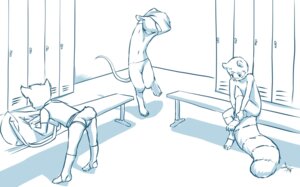 Rating: Explicit Score: 0 Tags: 2014 ambiguous_gender anthro aogami balls bench bent_over blue_and_white briefs changing_clothing clothing duffel_bag e621 felid feline footwear genitals group hi_res legwear locker locker_room lynx male male/ambiguous mammal monochrome mouse murid murine on_bench procyonid raccoon rodent sitting socks underwear undressing young young_anthro User: bunchy7s