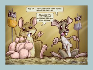 Rating: Safe Score: 0 Tags: 2007 aids ambiguous_gender anthro blue_border border buckteeth cancer_(disease) commentary dialogue digital_media_(artwork) duo e621 english_text for_science! ill mammal murid murine politics rabidsquirrelninja rat rodent sitting teeth text tumor vein User: bunchy7s