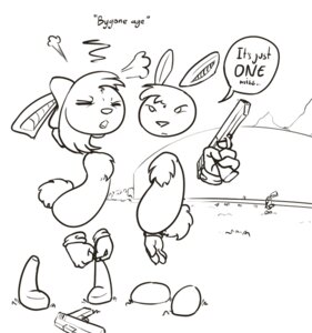 Rating: Safe Score: 0 Tags: angry armless black_and_white digital_media_(artwork) disembodied_hand duo_focus e621 english_text female feretta group gun handgun honey_bunny_(g-bun) lagomorph legless leporid male mammal monochrome rabbit ranged_weapon ribbons simple_background tack_l_bunny text the_g-bun_chronicles tumblr weapon what User: bunchy7s