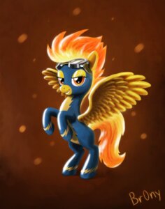 Rating: Safe Score: 0 Tags: br0ny clothing e621 equid equine eyewear feathered_wings feathers female feral friendship_is_magic goggles hasbro hi_res mammal my_little_pony mythological_creature mythological_equine mythology on_hind_legs pegasus quadruped simple_background skinsuit solo spitfire_(mlp) tail tight_clothing toony uniform wings wonderbolts_(mlp) yellow_body yellow_feathers User: bunchy7s