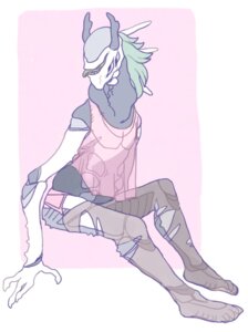 Rating: Safe Score: 0 Tags: ambiguous_gender clothed clothing crossdressing digital_media_(artwork) e621 horn monster simple_background solo unknown_species white_background yolk_(artist) User: bunchy7s