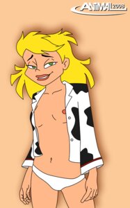 Rating: Explicit Score: 0 Tags: animalrules belly_button blonde_female blonde_hair braceface breasts cow_print female messy_hair nipple_slip pajamas rule34 sharon_spitz simple_background small_breasts smile tagme teenage_female teenager unbottoned_shirt white_panties white_underwear User: bunchy7s