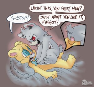 Rating: Explicit Score: 0 Tags: absurd_res anal anthro balls bear bear_nuts bed bully bullying colored cowgirl_position cutaway dialogue duo e621 english_text erection evil_bear explicitly_stated_nonconsent forced from_front_position furniture gay_bear genitals grabbing_sheets hi_res homophobic_slur insult inverted_pentacle lying male male/male male_on_bottom male_on_top male_penetrated male_penetrating male_penetrating_male mammal occult_symbol on_back on_bottom on_top on_top_of penetration penis pentacle power_bottom rape roarey_raccoon sex slur straddling symbol text treating_arousal_like_enjoyment verbal_abuse User: bunchy7s